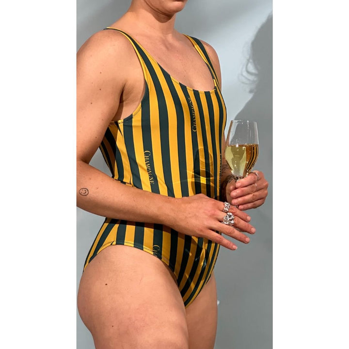 The Champagne Striped Swimsuit - XS - Cocktailored