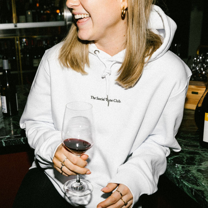 The Social Wine Club. Eco Hoodie - White - Cocktailored