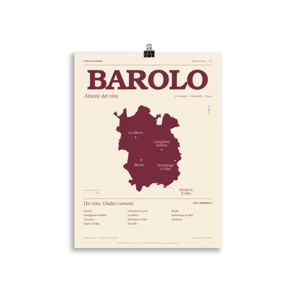 Affiche carte des vins de Barolo