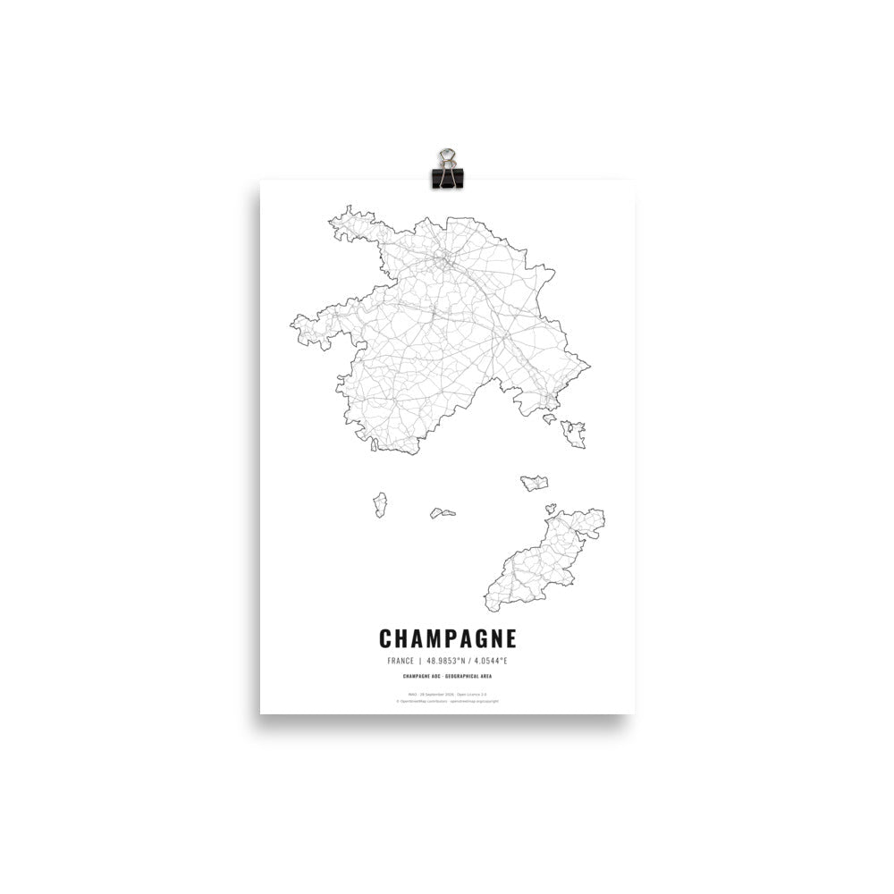 The Champagne Wine Map Poster - 21x30 cm - Cocktailored