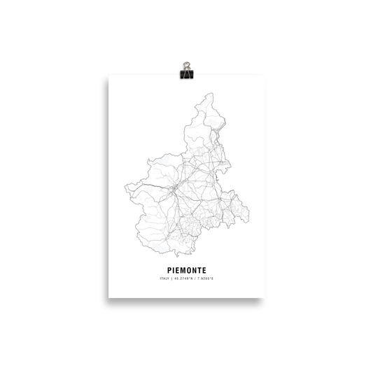 The Piemonte Wine Map Poster - 21x30 cm - Cocktailored